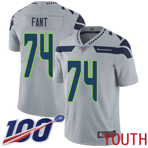 Seattle Seahawks Limited Grey Youth George Fant Alternate Jersey NFL Football 74 100th Season Vapor Untouchable